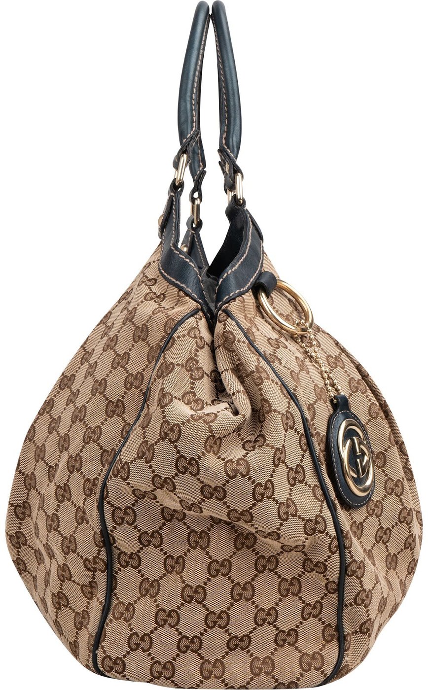Gucci Monogram GG Canvas Navy Leather Sukey Large Hobo Shoulder Bag