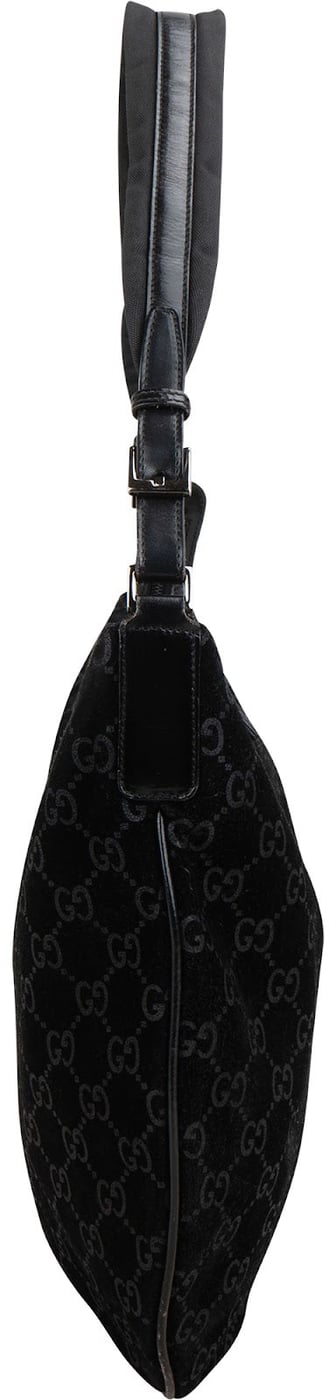 Gucci Monogram GG Suede Hobo Shoulder Bag