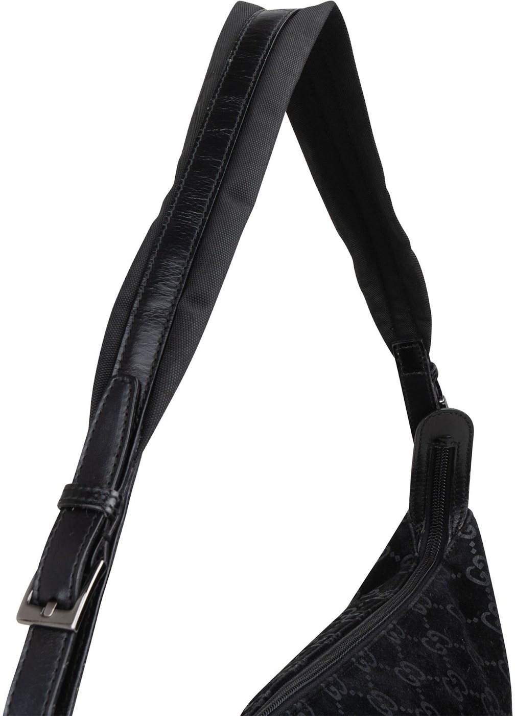 Gucci Monogram GG Suede Hobo Shoulder Bag