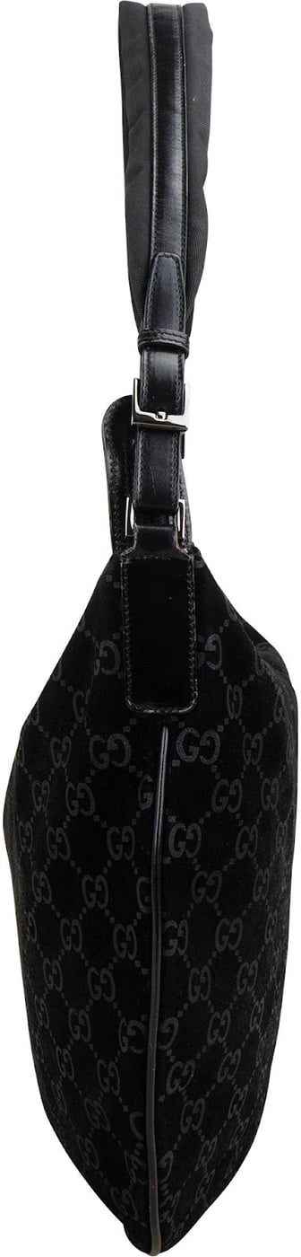 Gucci Monogram GG Suede Hobo Shoulder Bag
