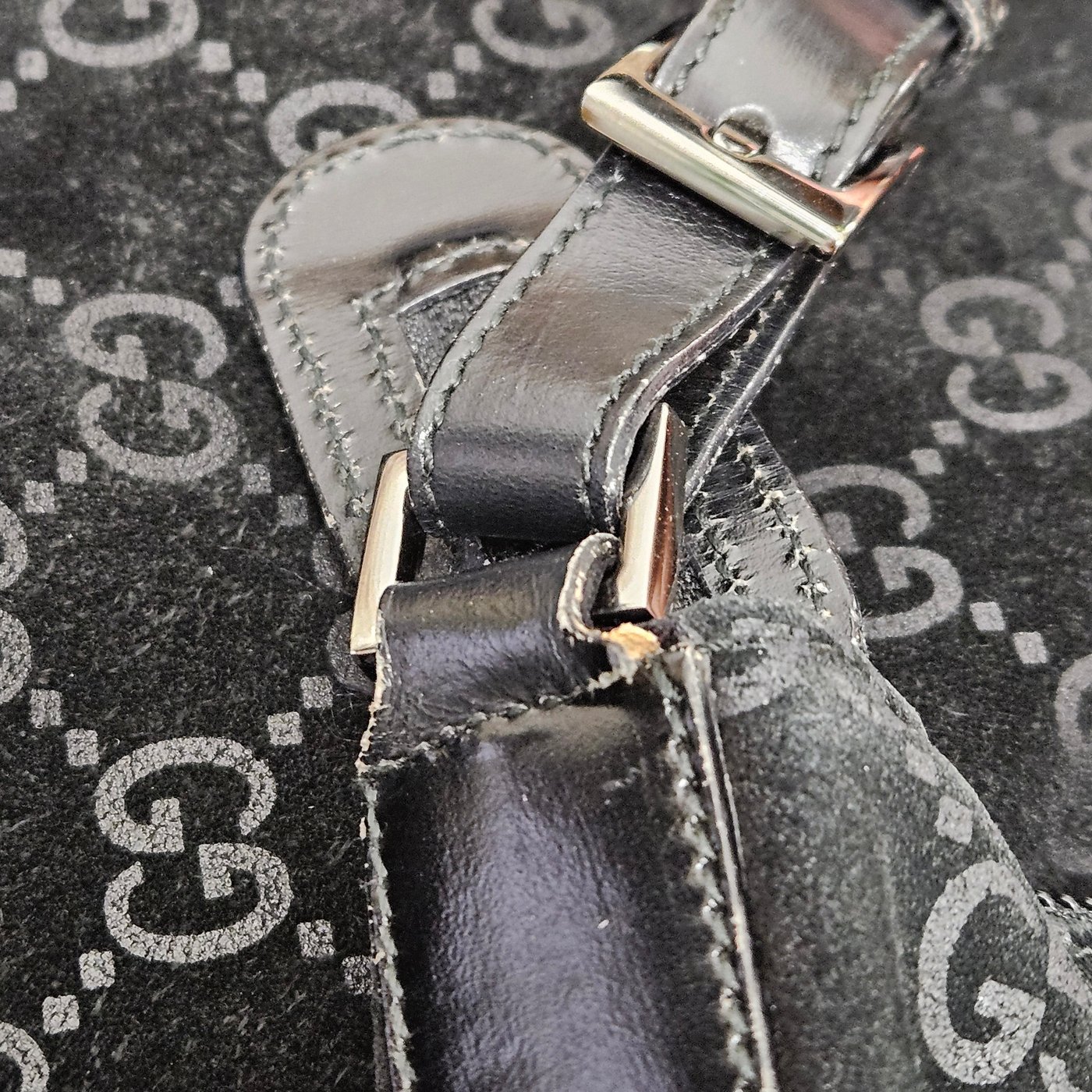 Gucci Monogram GG Suede Hobo Shoulder Bag