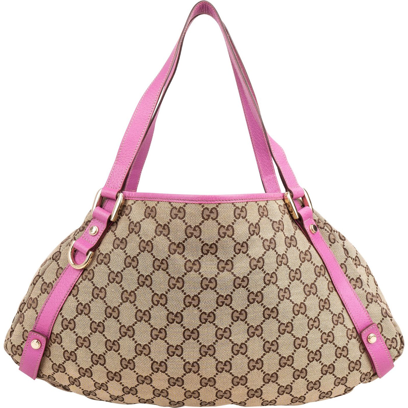 Gucci Monogram GG Canvas Pink Leather Abbey Shoulder Bag