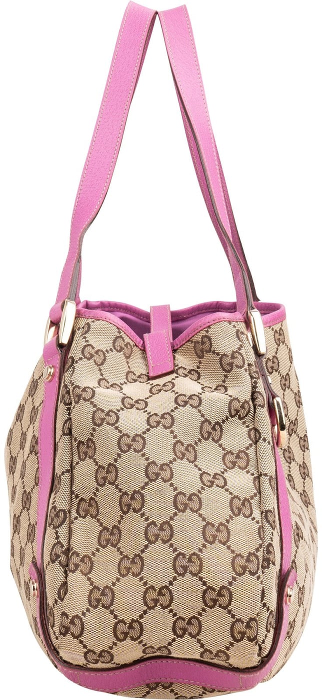 Gucci Monogram GG Canvas Pink Leather Abbey Shoulder Bag