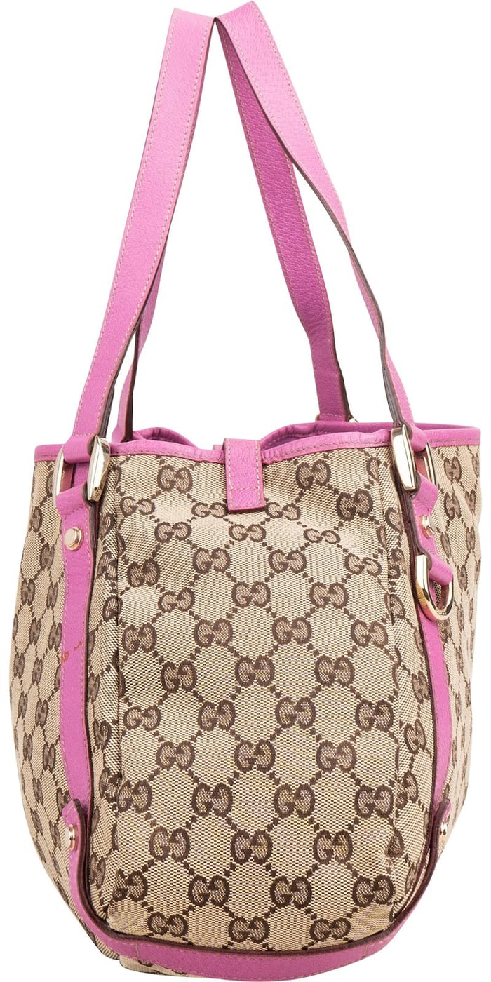 Gucci Monogram GG Canvas Pink Leather Abbey Shoulder Bag