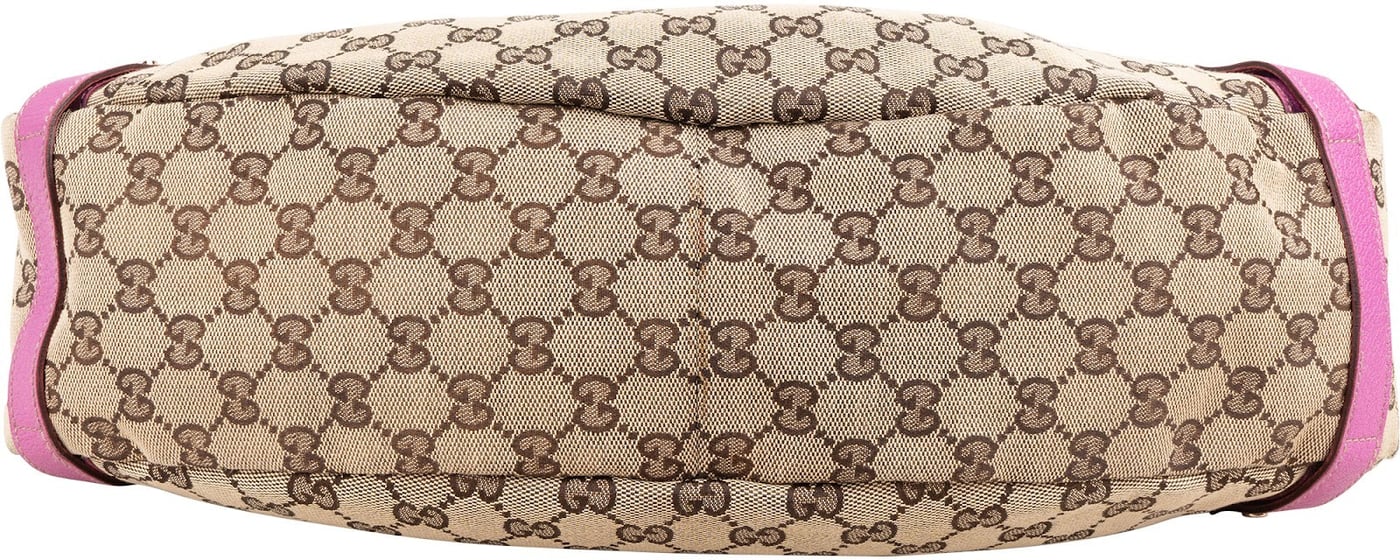 Gucci Monogram GG Canvas Pink Leather Abbey Shoulder Bag