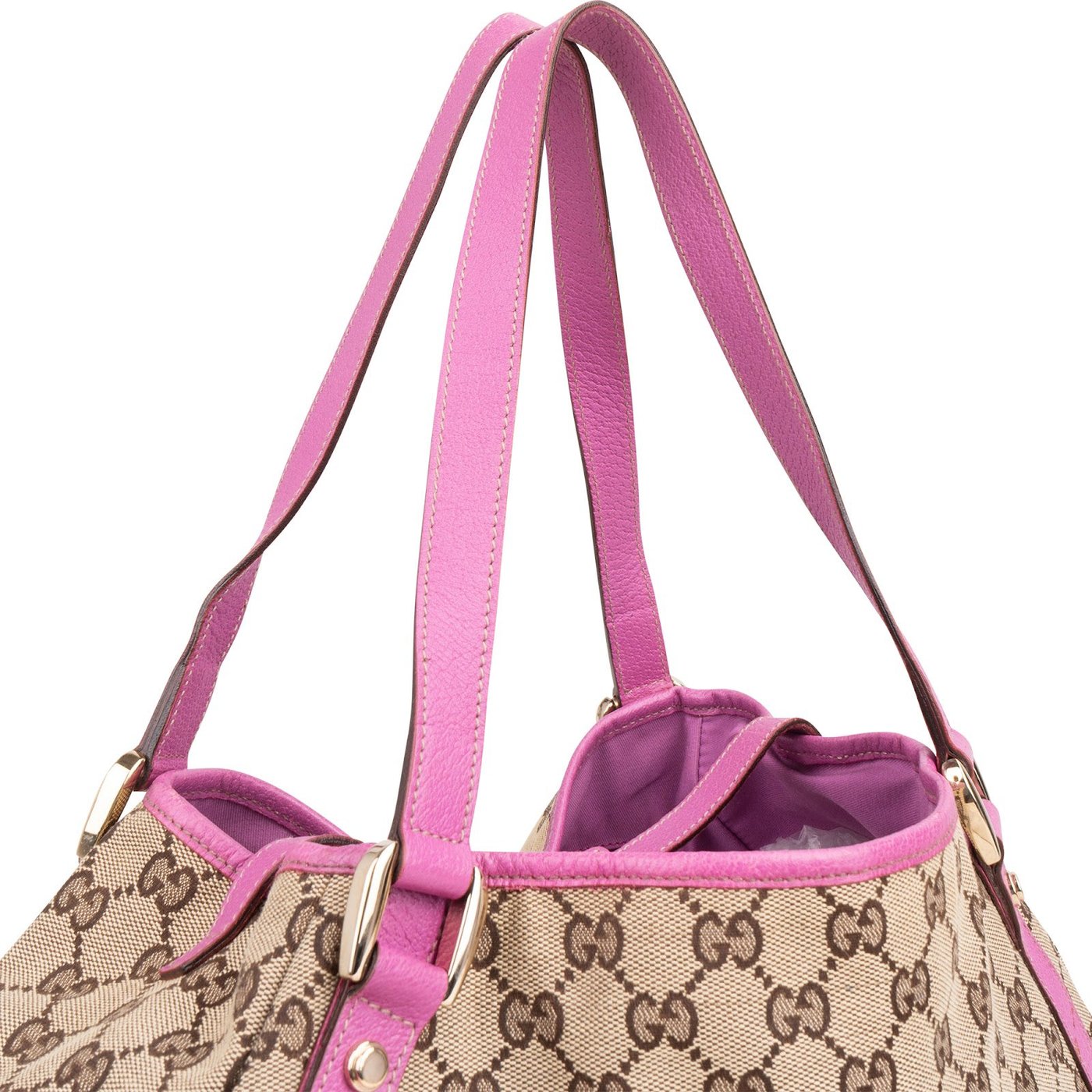 Gucci Monogram GG Canvas Pink Leather Abbey Shoulder Bag