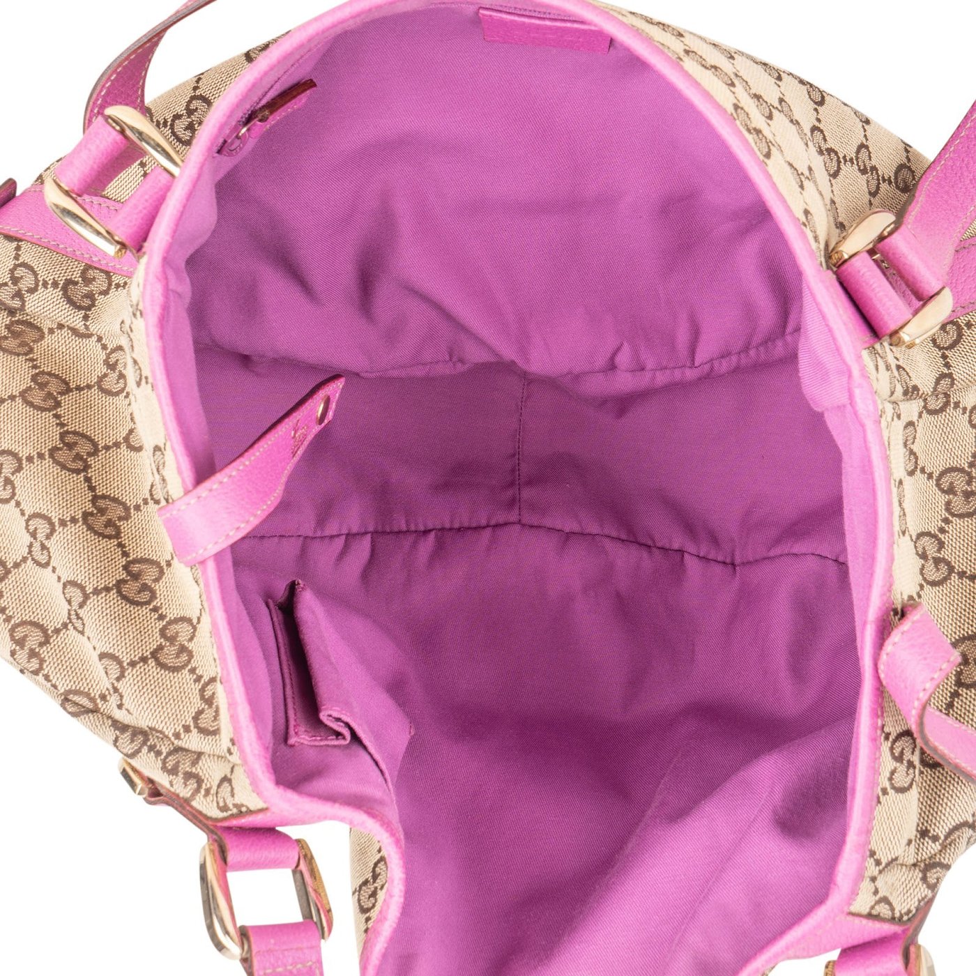 Gucci Monogram GG Canvas Pink Leather Abbey Shoulder Bag