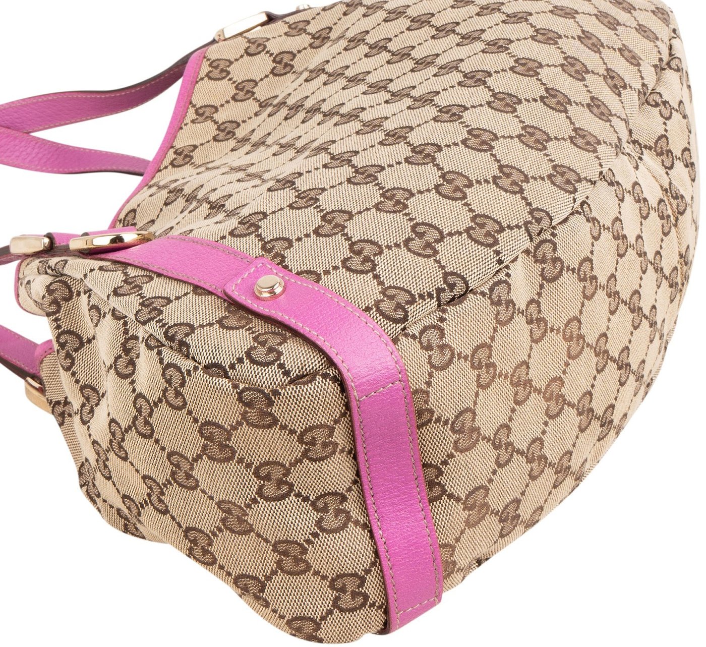 Gucci Monogram GG Canvas Pink Leather Abbey Shoulder Bag