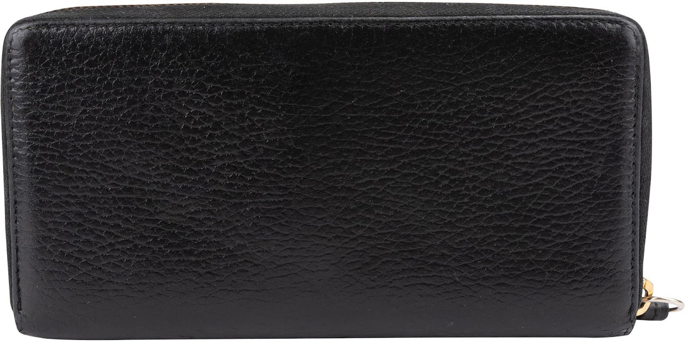 Gucci Black Leather GG Marmont Zip Around Wallet