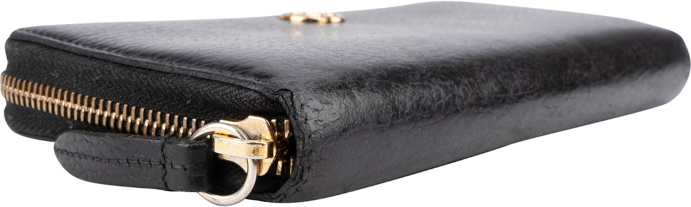 Gucci Black Leather GG Marmont Zip Around Wallet
