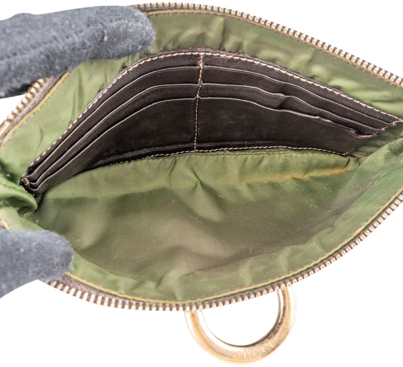 Gucci Monogram GG Canvas Abbey D-Ring Wallet Pochette