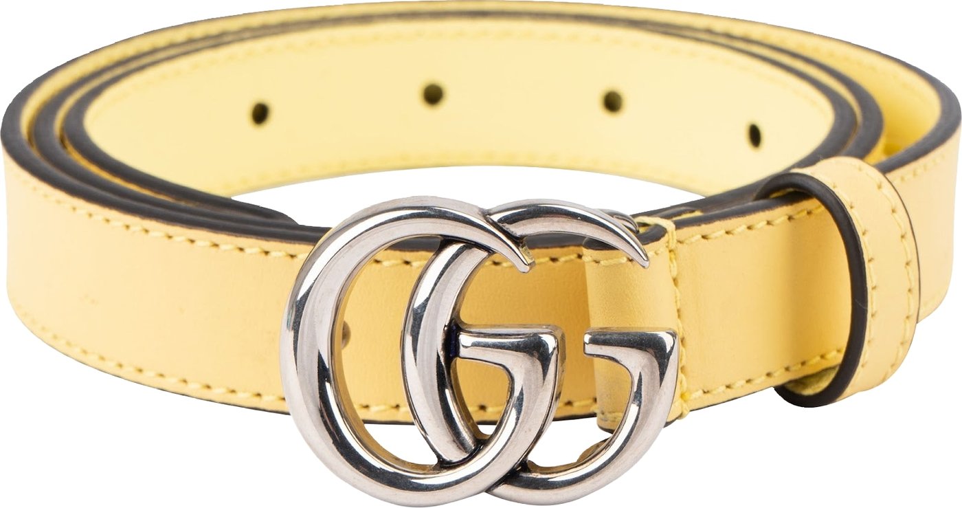 Gucci Yellow Leather GG Marmont Belt (80 / 32)