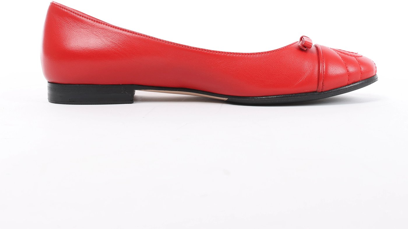 Gucci GG Marmont Leather Ballet Flat in Red 680878, Size EU 37.5