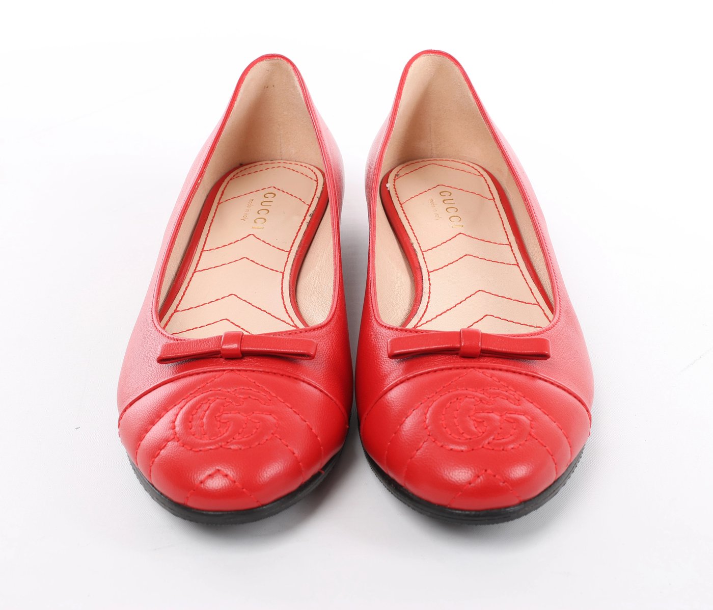 Gucci GG Marmont Leather Ballet Flat in Red 680878, Size EU 37.5