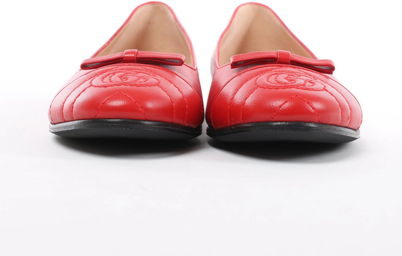 Gucci GG Marmont Leather Ballet Flat in Red 680878, Size EU 37.5
