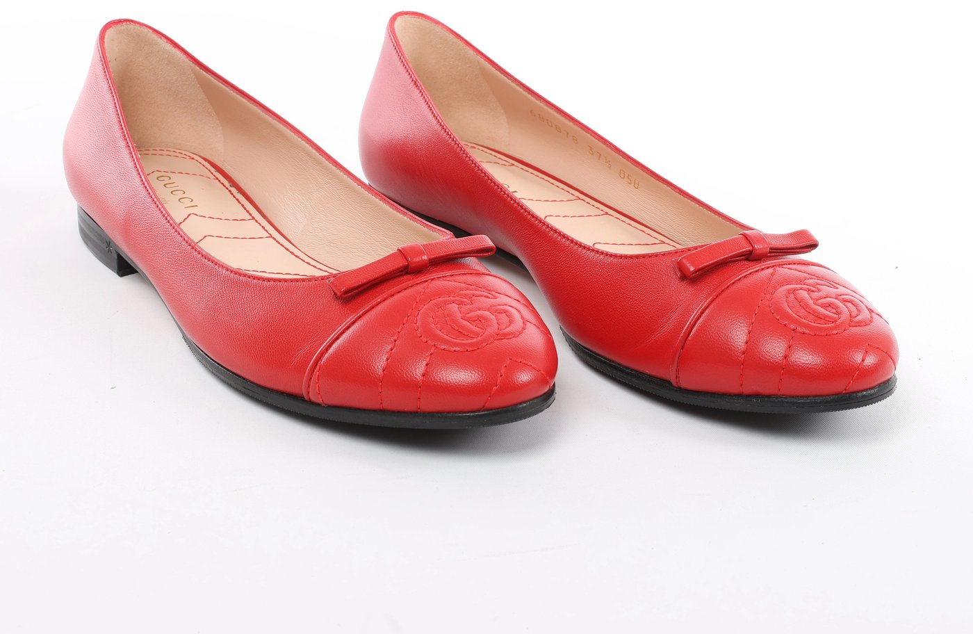 Gucci GG Marmont Leather Ballet Flat in Red 680878, Size EU 37.5
