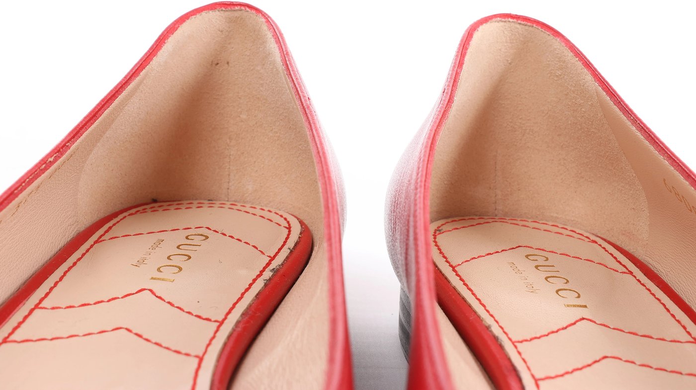 Gucci GG Marmont Leather Ballet Flat in Red 680878, Size EU 37.5