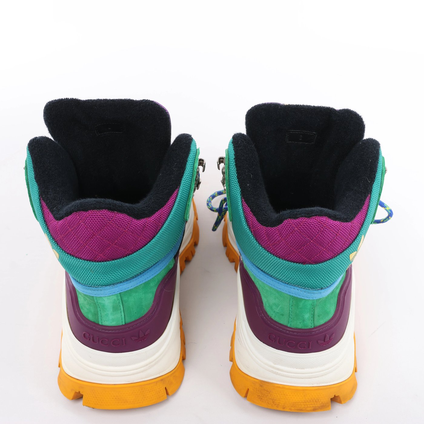 Gucci x Adidas Leather x Fabric High-top Sneakers in Green x Purple 721392, Size EU 42
