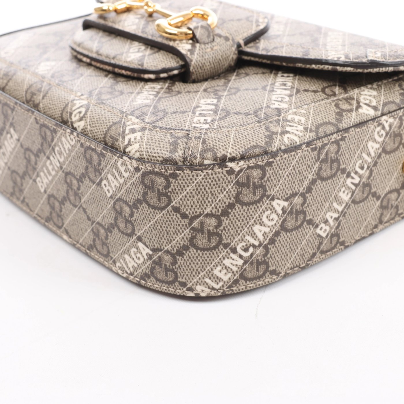 Gucci x Balenciaga Horsebit 1955 PVC 2Way Crossbody Bag in Beige 658574