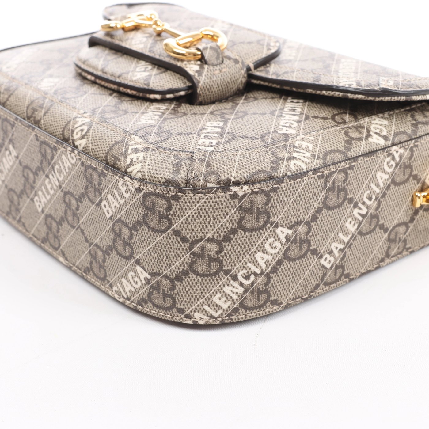 Gucci x Balenciaga Horsebit 1955 PVC 2Way Crossbody Bag in Beige 658574