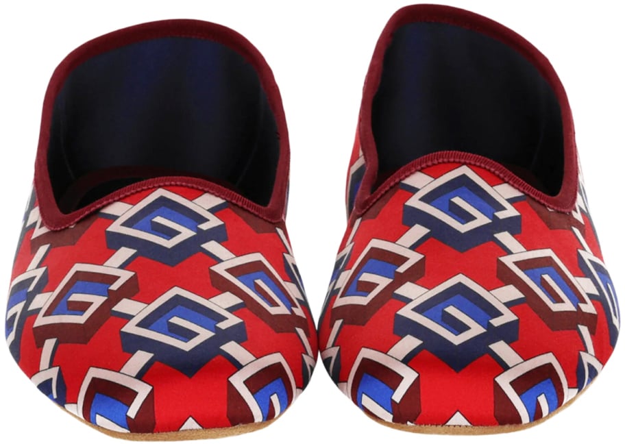Geometric G Print Satin Voyage Slippers