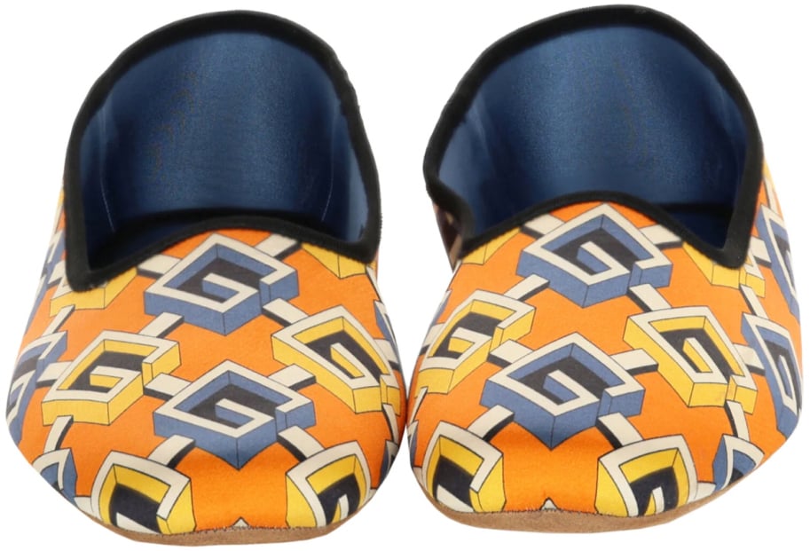Geometric G Print Satin Voyage Slippers