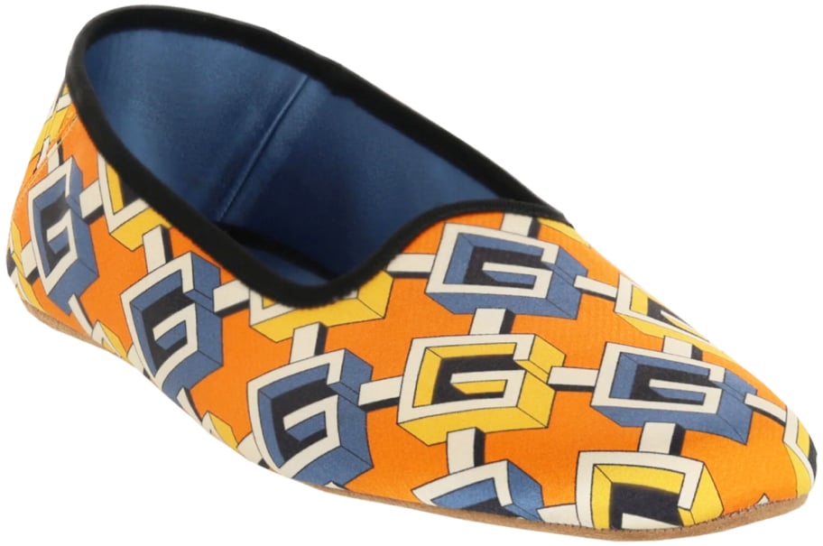 Geometric G Print Satin Voyage Slippers