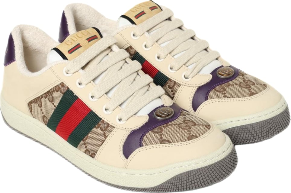 Gucci Screener Sneakers in leather and GG Supreme fabric