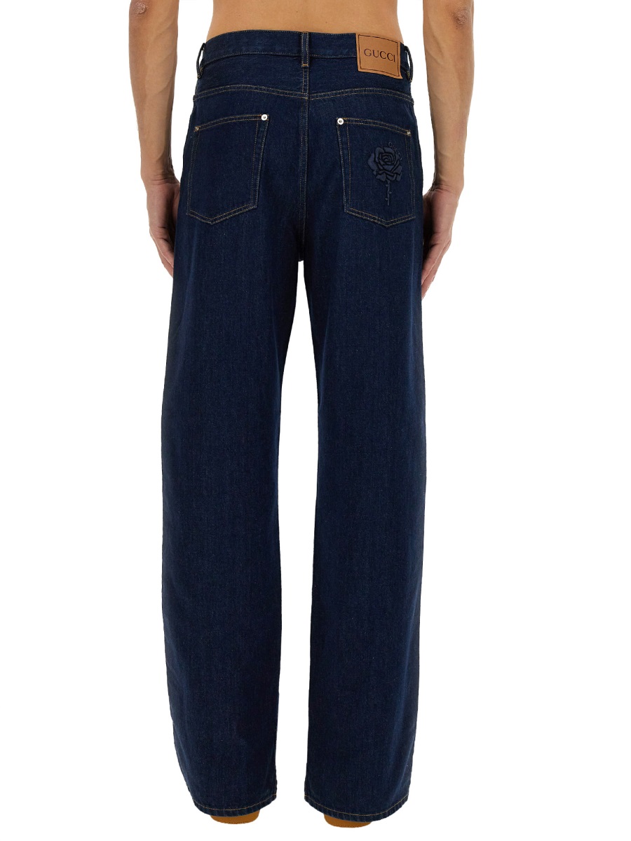 Straight-Leg Denim Pants with Five-Pocket Design