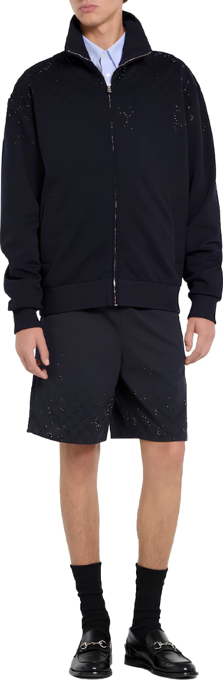 Gucci Technical Jersey Zip Jacket Men's Dark Blue
