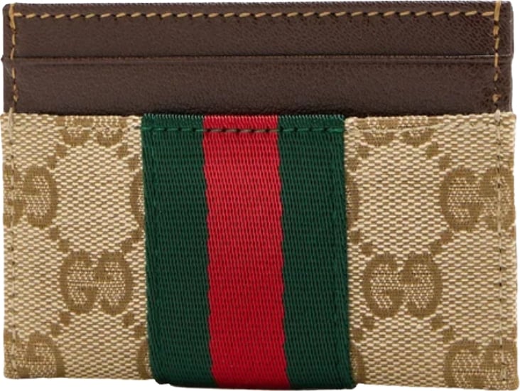 Gucci Card Case with Web Beige Brown
