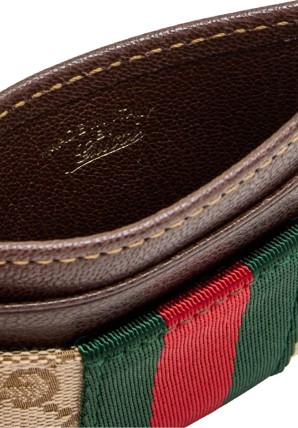 Gucci Card Case with Web Beige Brown