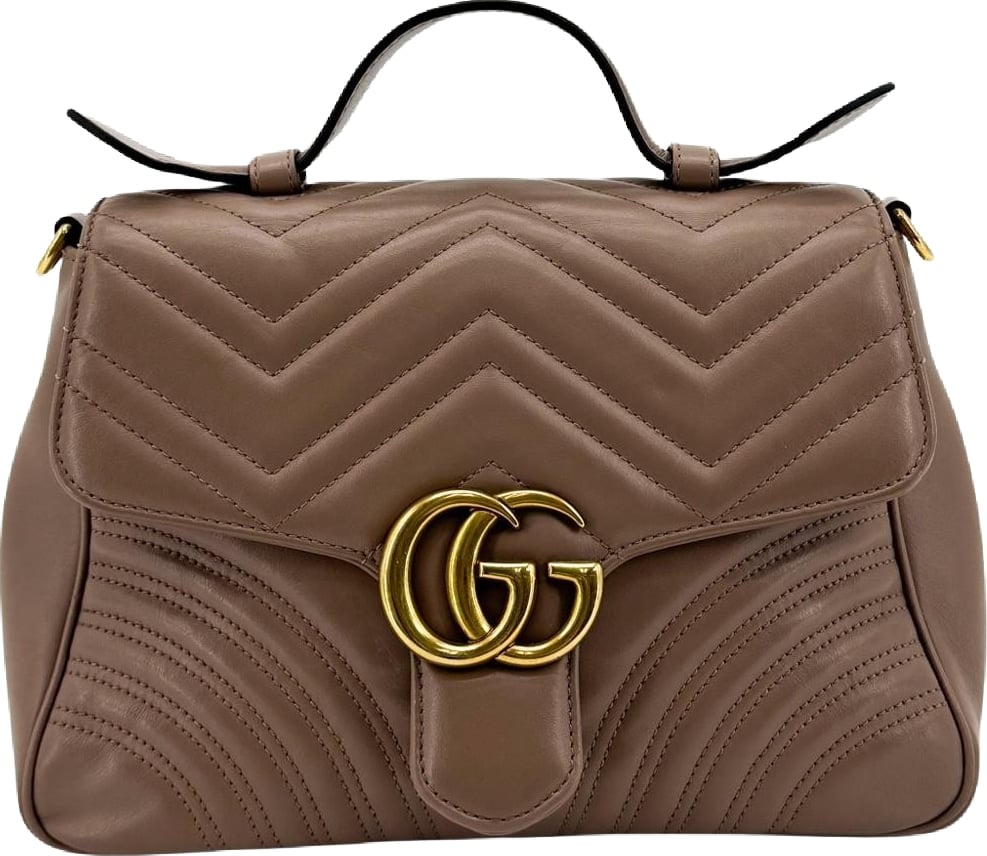 Gucci GG Marmont Top Handle Flap Matelasse Leather Mini