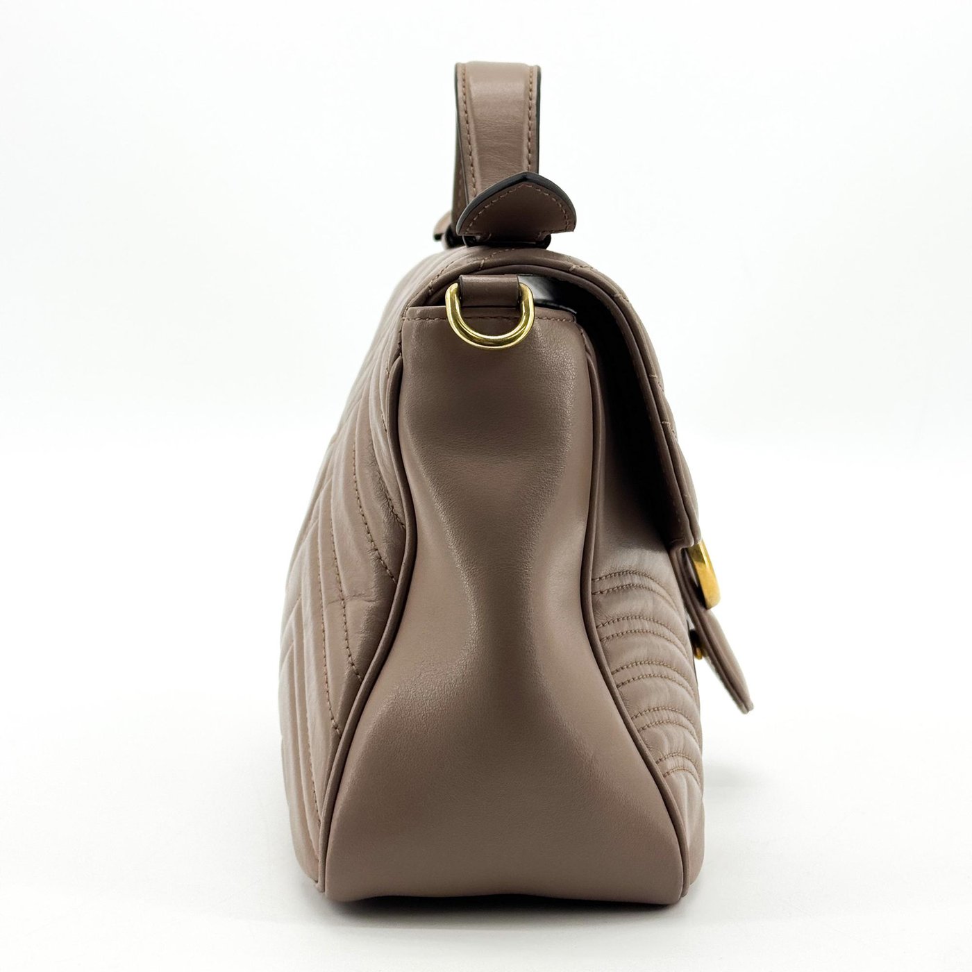 Gucci GG Marmont Top Handle Flap Matelasse Leather Mini