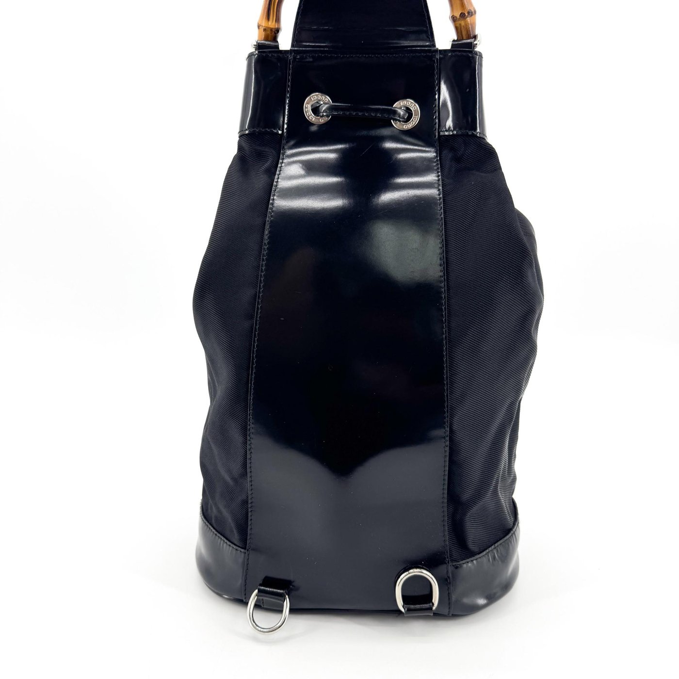 Gucci Vintage Bamboo Drawstring Suede and Leather