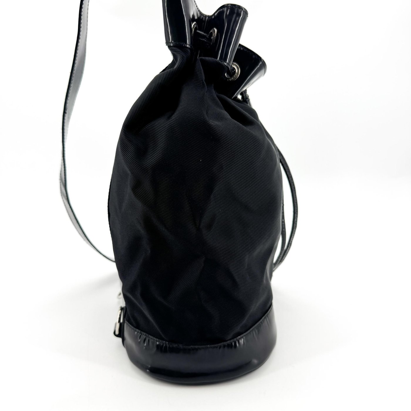 Gucci Vintage Bamboo Drawstring Suede and Leather