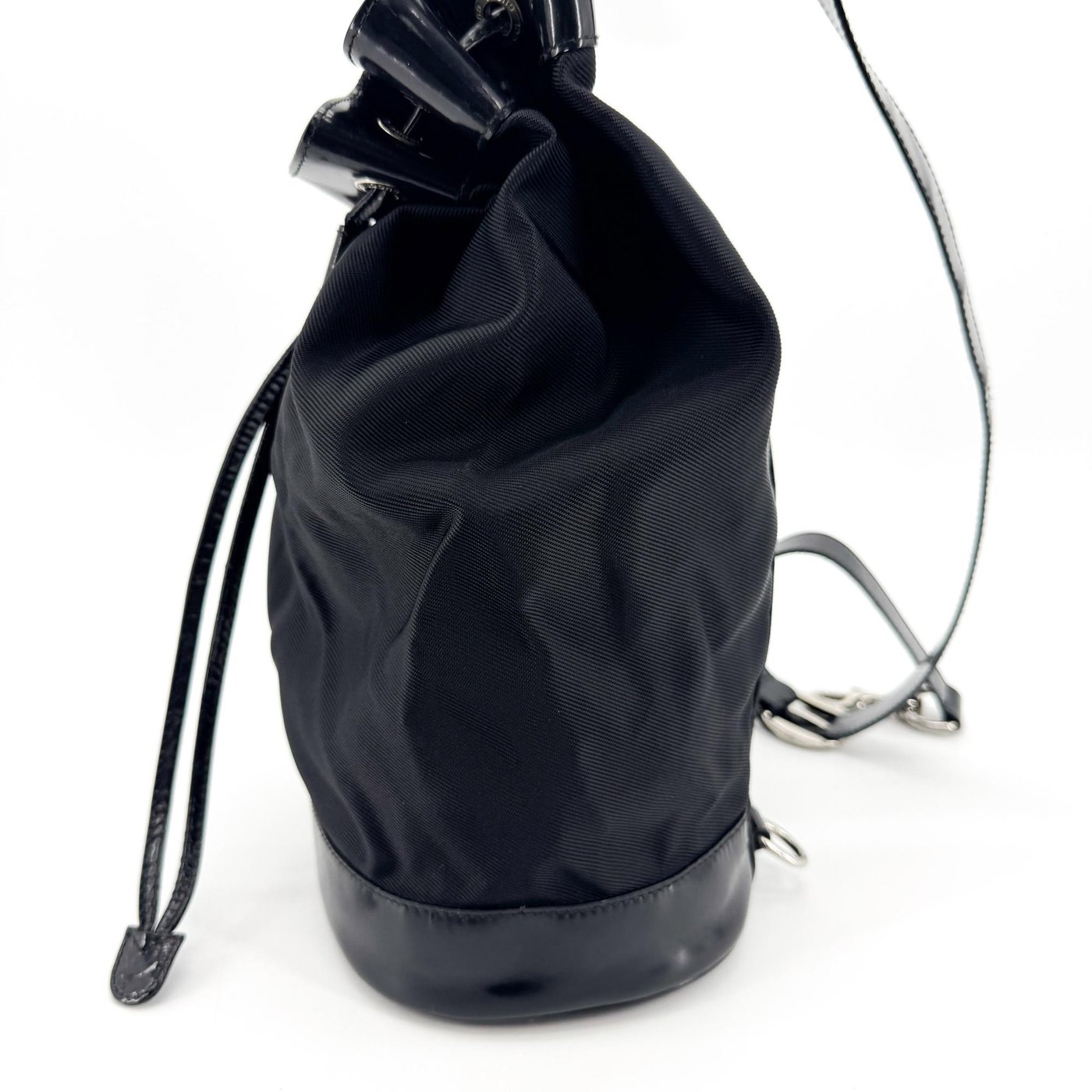 Gucci Vintage Bamboo Drawstring Suede and Leather