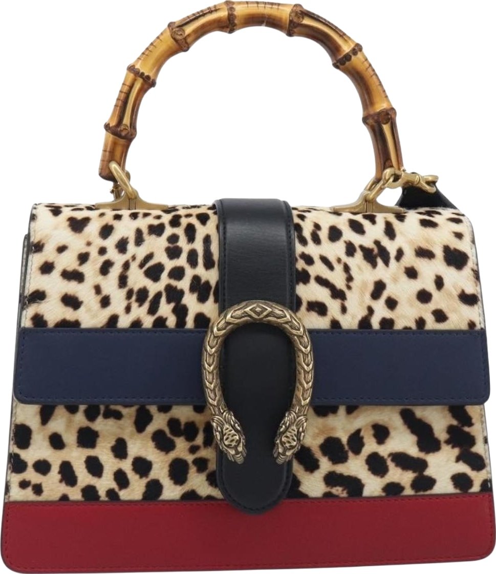 Gucci Dionysus Bamboo Top Handle Printed Pony Hair with Leather Medium