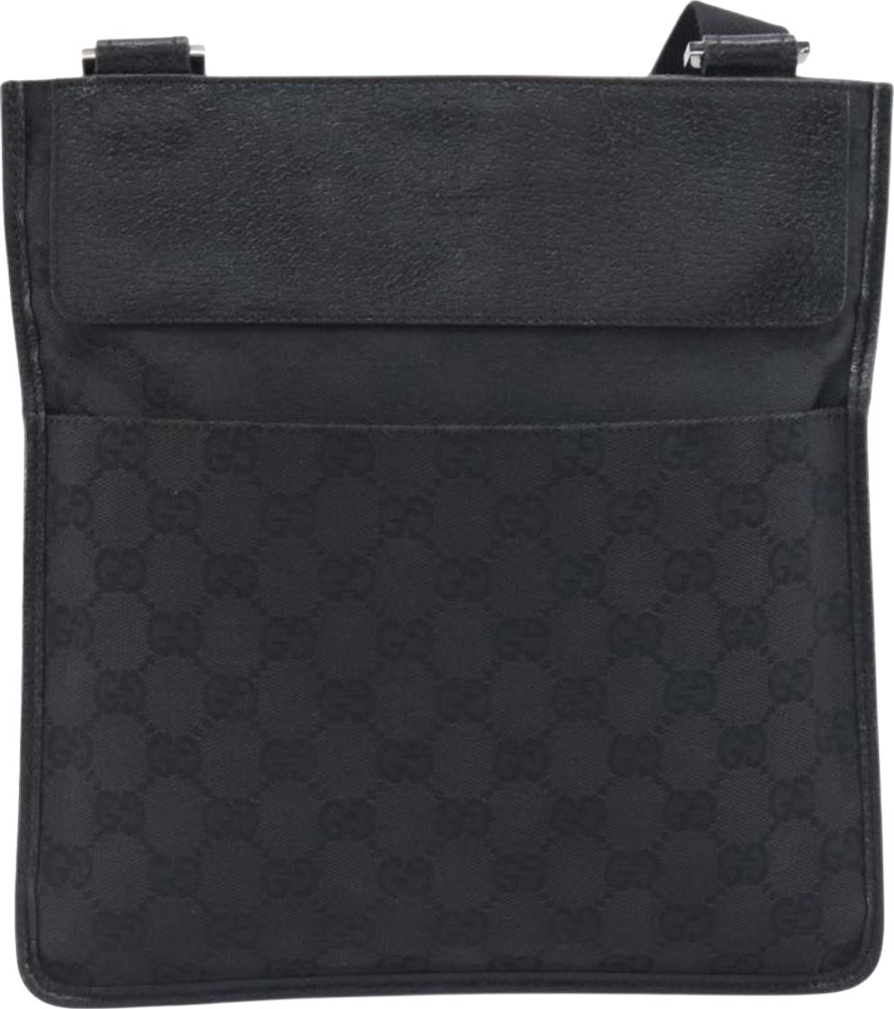 Gucci Vintage Flat Messenger GG Canvas and Leather Small
