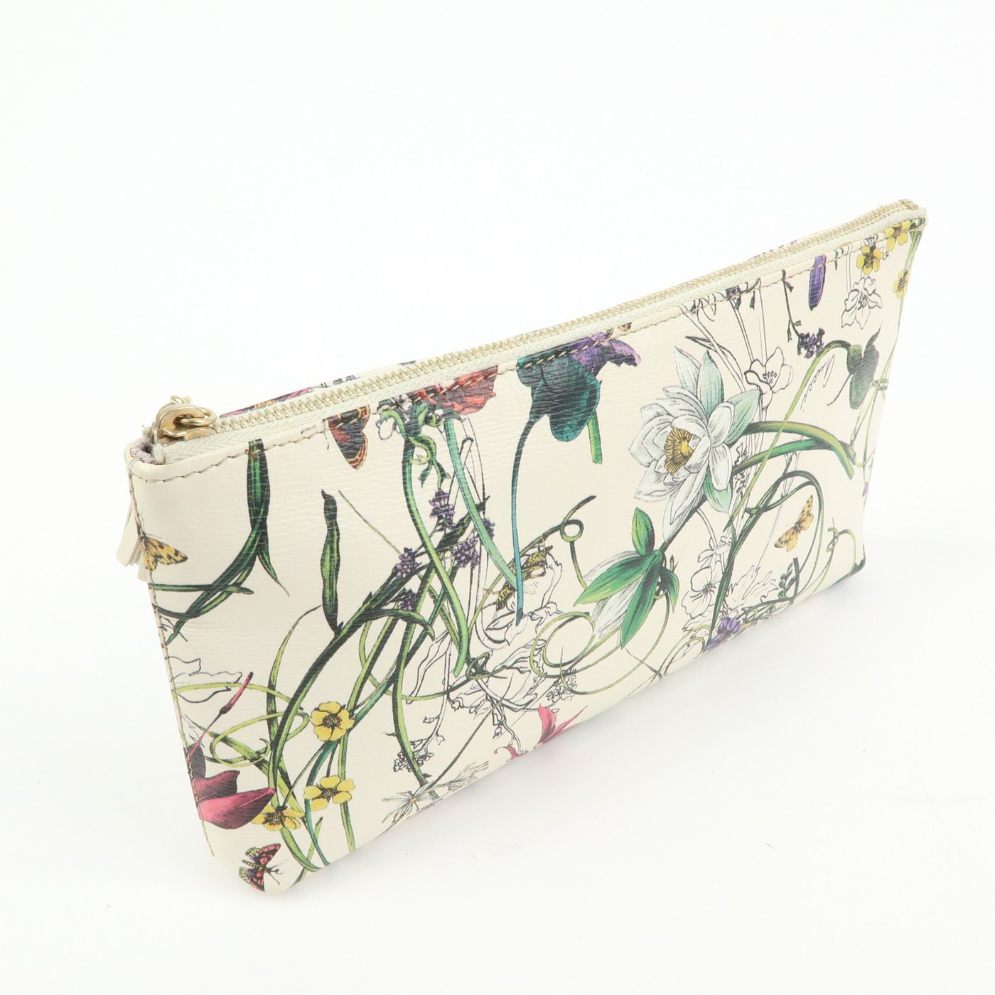 Gucci Bamboo Zip Pouch Flora Leather Large