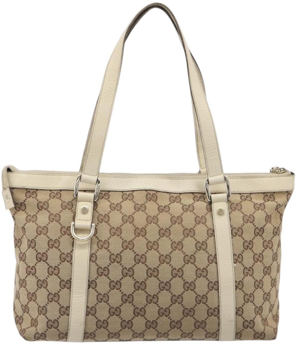 Gucci Abbey Zip Tote GG Canvas and Leather Medium
