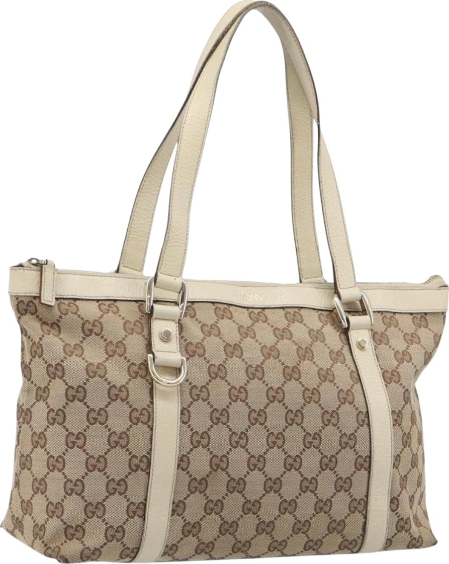 Gucci Abbey Zip Tote GG Canvas and Leather Medium