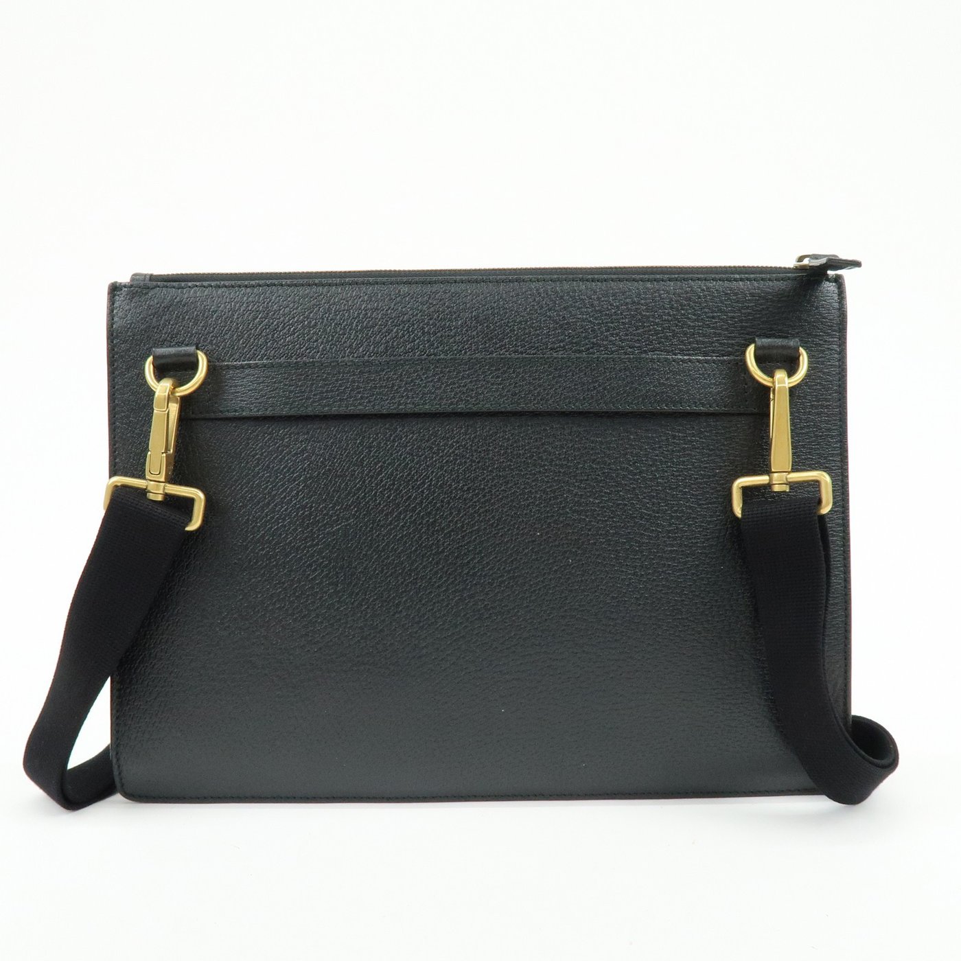 Gucci Web Strap Front Zip Messenger Leather Large