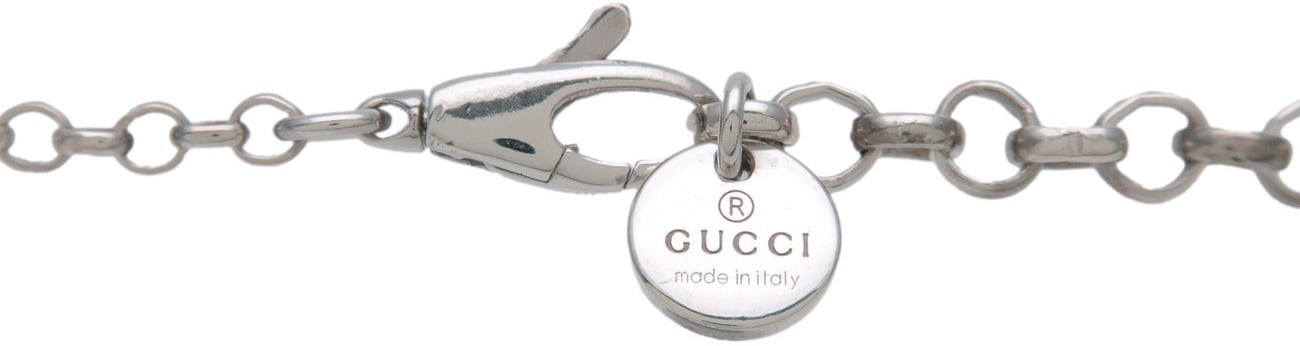 Gucci Engraved Interlocking G Chain Link Pendant Sterling Silver Large