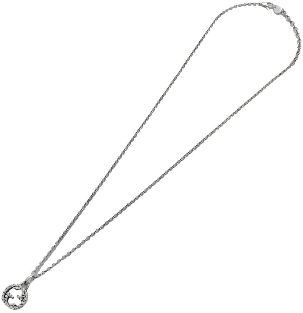 Gucci Engraved Interlocking G Chain Link Pendant Sterling Silver Large