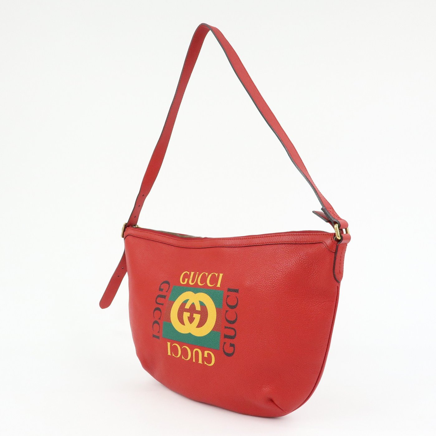 Gucci Logo Half-Moon Hobo Printed Leather