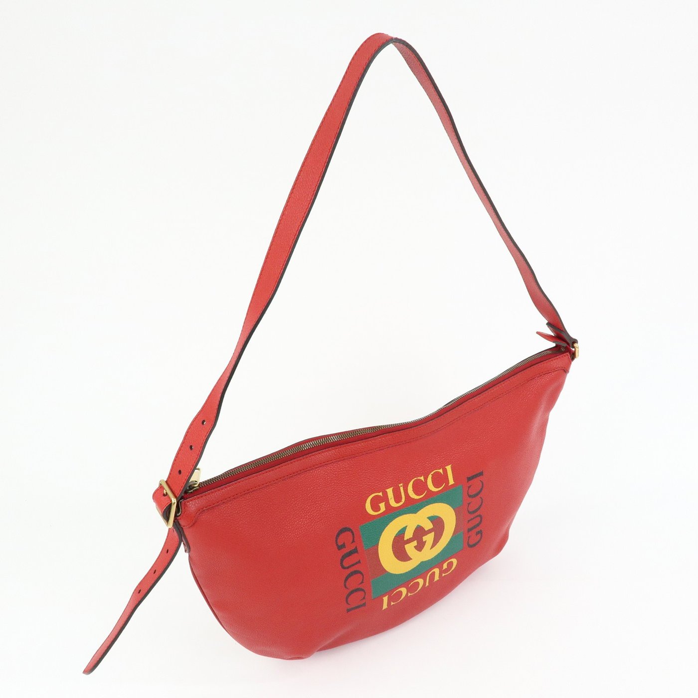 Gucci Logo Half-Moon Hobo Printed Leather