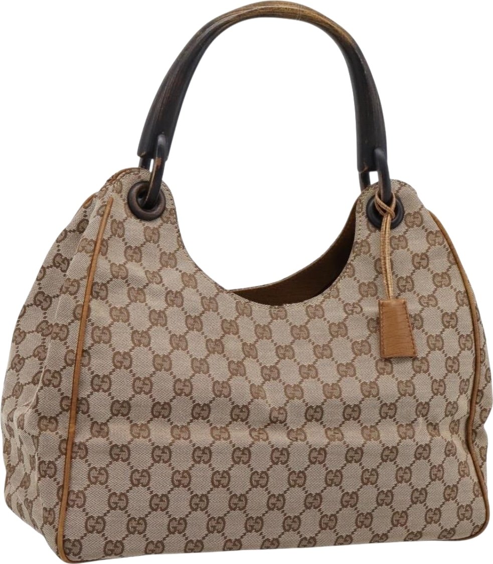 Gucci Vintage Bamboo Handle GG Canvas Medium