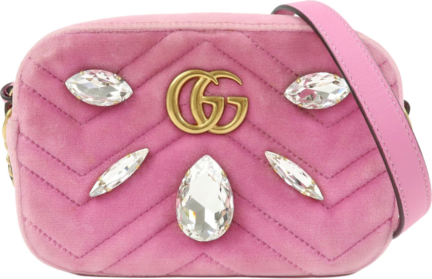 Gucci GG Marmont Crystal Embellished Matelasse Velvet Small