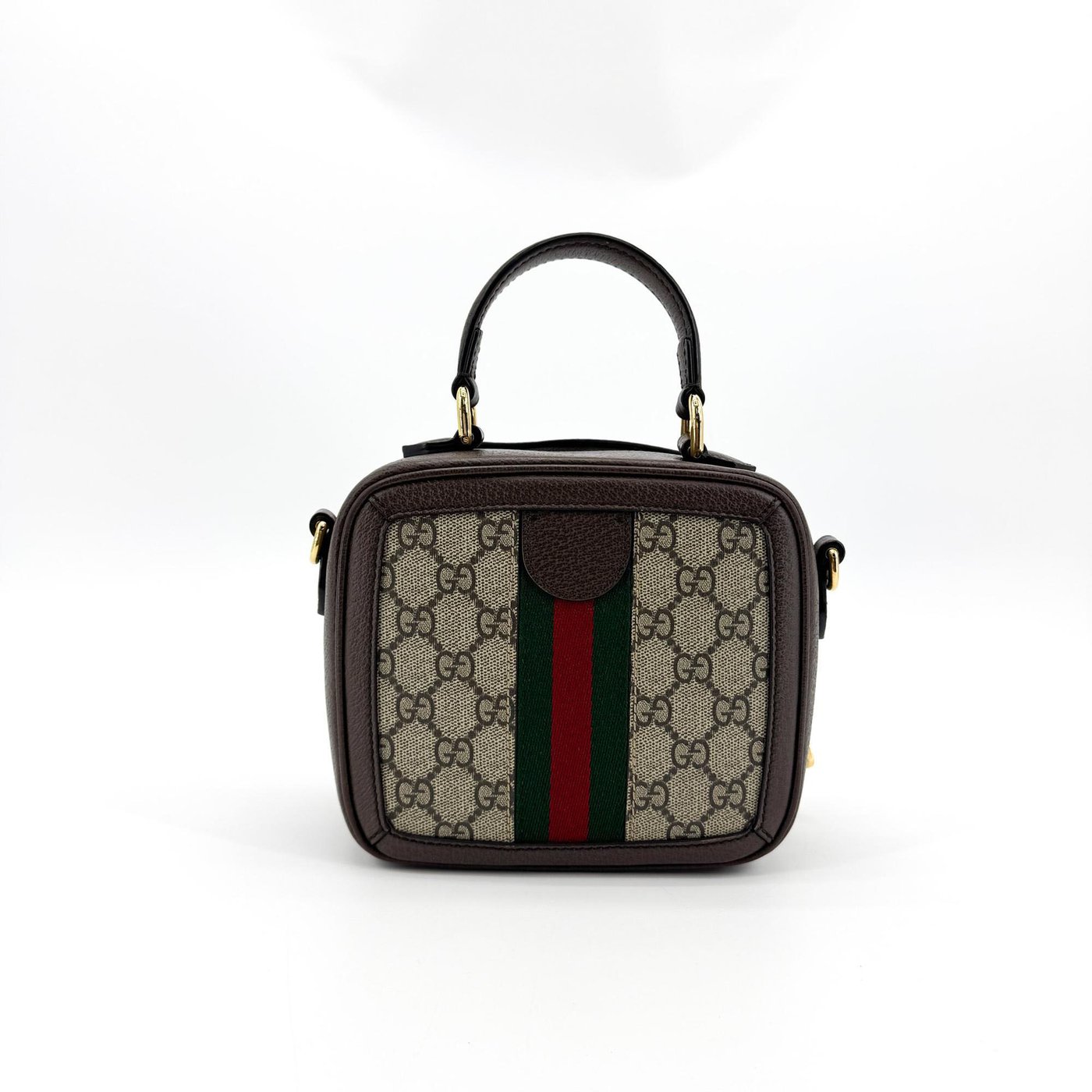 Gucci Ophidia Zip Around Top Handle GG Coated Canvas with Leather Mini